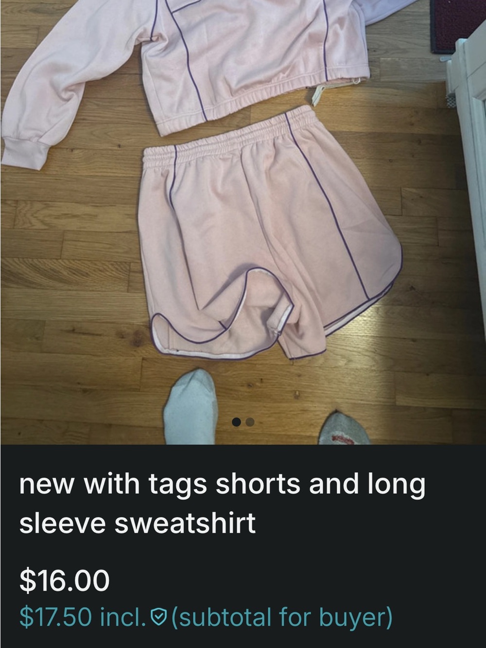 Women’s light pink sweatshirt short set sz medium new